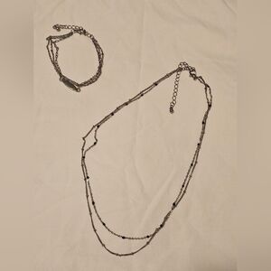 Chic Silver Necklace and Bracelet Set